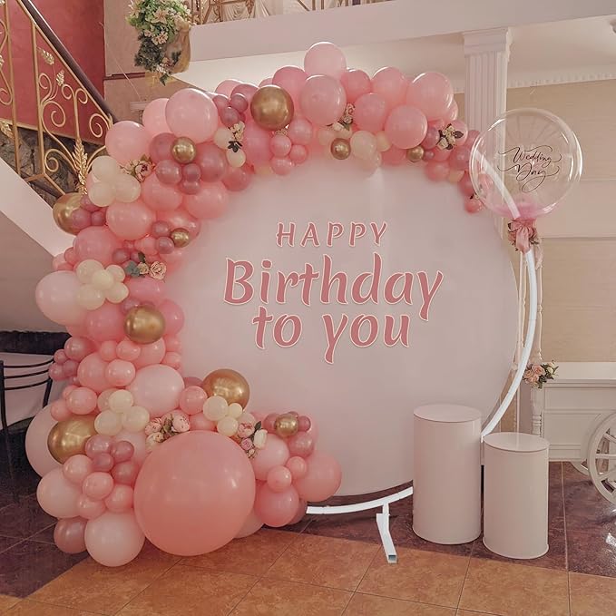 7.2ft Round Backdrop Stand, Stable Balloon Arch Stand, Metal Wedding Arch Backdrop Stand Circle Backdrop Stand Frame for Wedding, Birthday Party, Baby Shower Decoration (White)