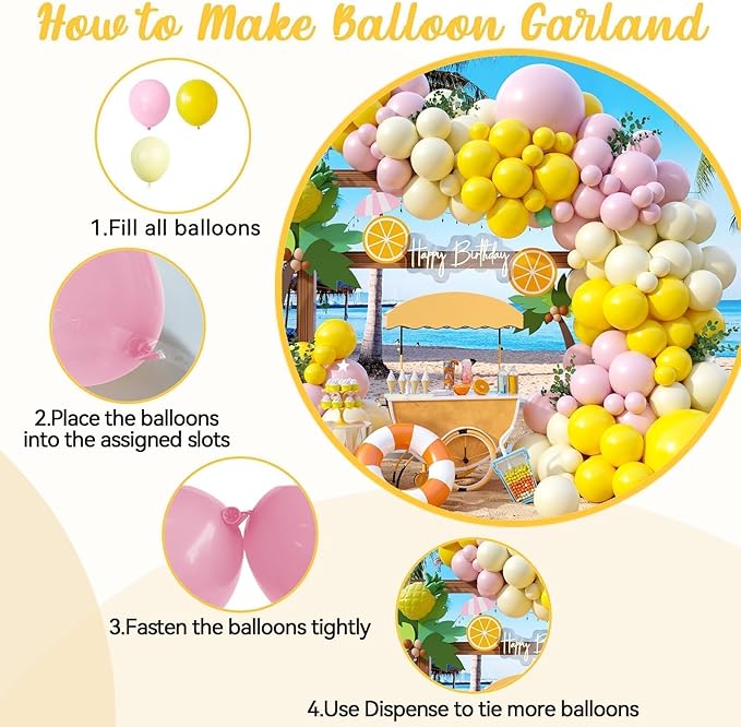 Pink and Yellow Balloon Arch Kit, 122Pcs Macaron Pink Yellow Light Matte Balloons for Girls Wedding Bridal Baby Shower Engagement Anniversary Birthday Decorations