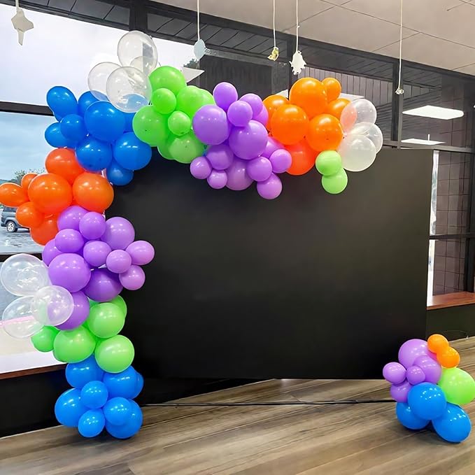 Science Balloon Arch Kit, 122Pcs Purple Dark Blue Green Orange Transparent Colorful Balloons for Boys Science Birthday Party Lab Scientist Lab Classroom Decorations