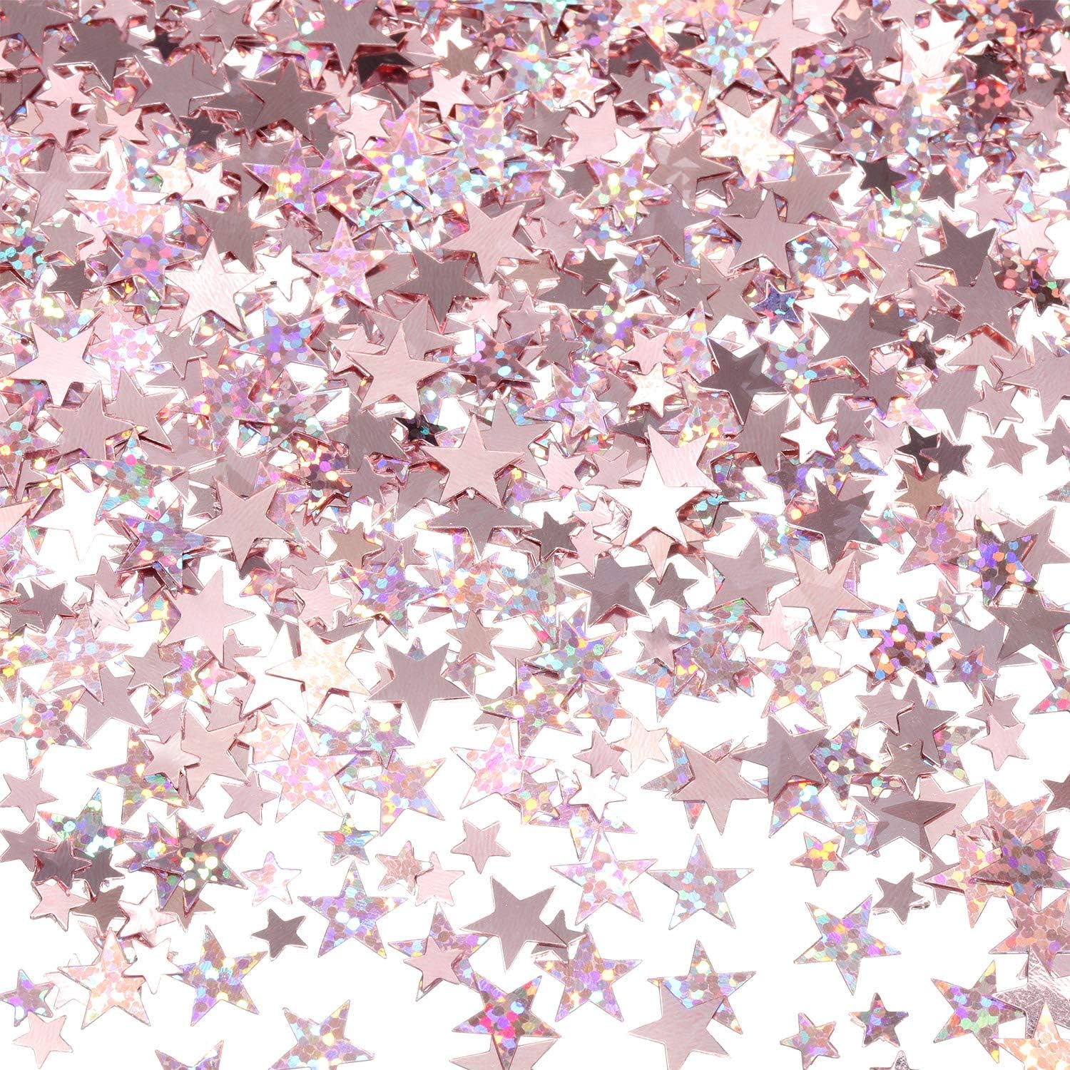 Hestya 60g Star Confetti Glitter Table Confetti Metallic Foil Stars for Party Wedding Festival Decorations(Glitter Rose Gold Set,10mm and 6mm)