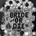 Bride or Die Bachelorette Party Decorations 100pcs with Till Death Do Us Party Banner Balloons, Swirl Fringe Curtains Shoulder Strap Veil for Til Death Do Us Party Bachelorette Party Supplies