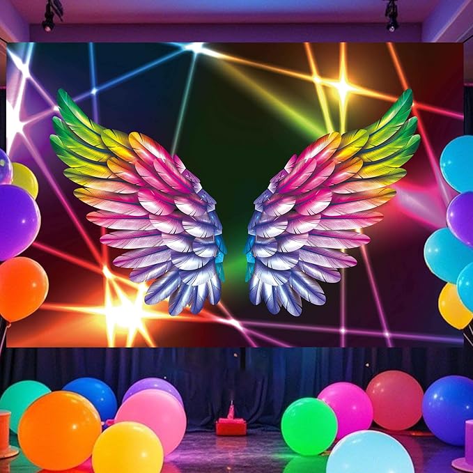 154 Neon Party Decorations Glow in the Dark Birthday Supplies Wings Backdrop Rainbow Balloon Garland Arch Kit Light Luminous Fluorescent Kids Teens Adult 80s 90s Disco Party Decor