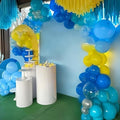 Blue Yellow Balloons Arch Garland Kit, 114Pcs Cartoon Style Light Blue Lemon Yellow Teal Green Latex Balloon Set with Long Balloon for Sea Theme Kids Birthdays Baby Shower Party Decorations