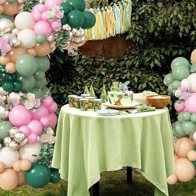 128Pcs Sage Green and Pink Balloon Arch Kit, Pink Green Gold Latex Baby in Bloom Balloon Garland Kit for Girls Floral Fairy Baby Shower Woodland Garden Tea Birthday Camp Bachelorette Party Decorations