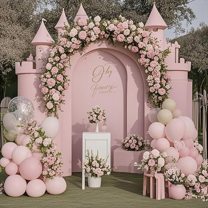 Pink White Balloon Arch Kit, Double Stuffed Pastel Pink Ivory White Balloon Garland, Baby Pink Cream White Balloons with 3pcs 18Inch Clear Balloons for Girls Birthday Baby Shower Party Decorations
