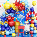 Red Blue Yellow Balloon Arch Kit, 120 Pcs Carnival Circus Balloon Garland Kit, Red Metallic Blue Gold Balloon with Explosion Star Foil Balloons for Kids Birthday Carnival Theme Party Decorations