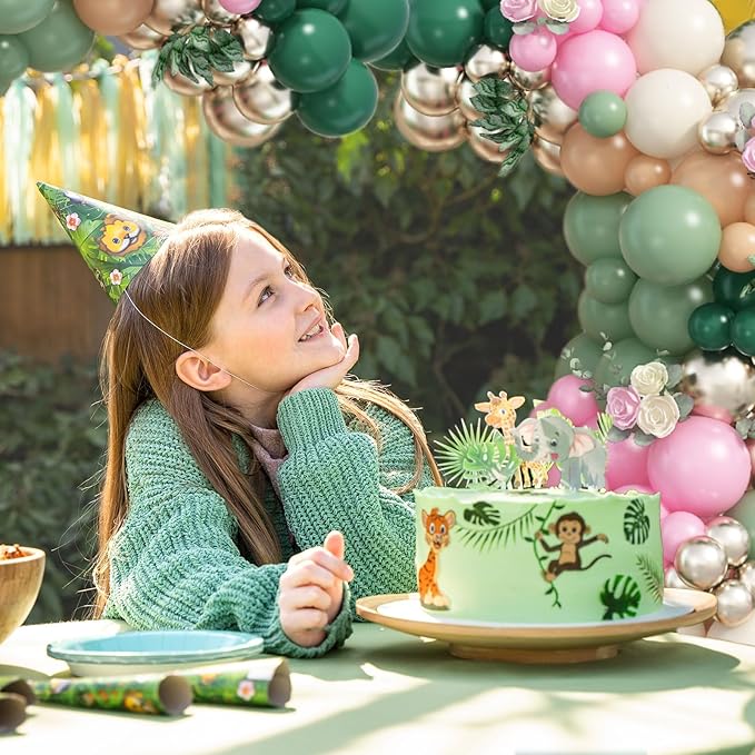 128Pcs Sage Green and Pink Balloon Arch Kit, Pink Green Gold Latex Baby in Bloom Balloon Garland Kit for Girls Floral Fairy Baby Shower Woodland Garden Tea Birthday Camp Bachelorette Party Decorations