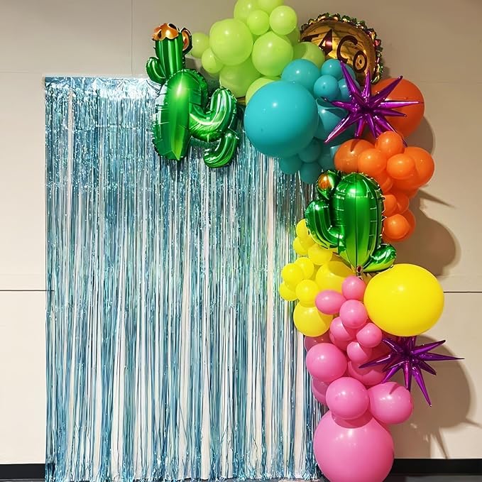 Fiesta Balloon Arch Kit, 100pcs Mexican Fiesta Party Decorations with Llama Sombrero Foil Balloons, Rainbow Balloon Garland for Cinco De Mayo Taco Twosday Birthday Carnival Party Decor Supplies