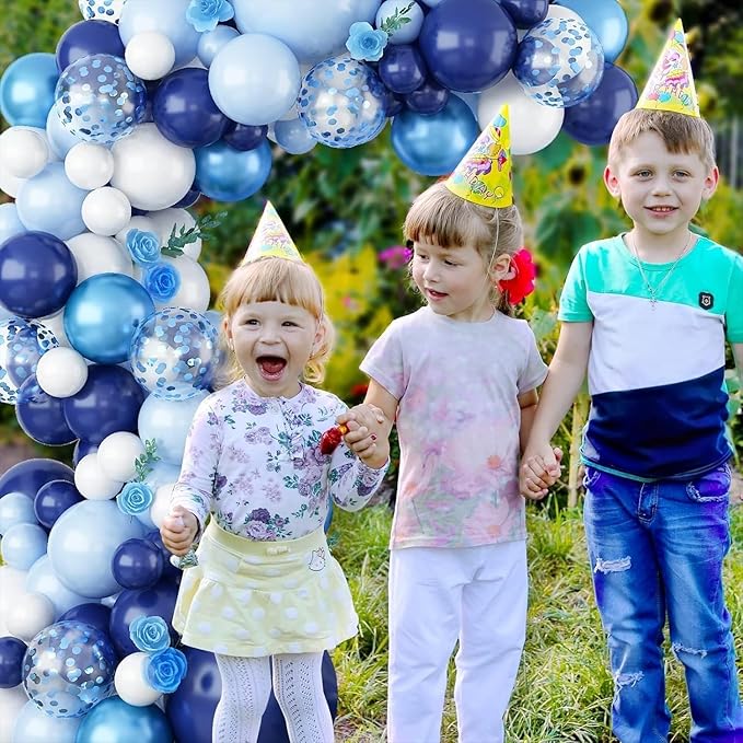 Blue Balloons Arch Kit, Navy Blue and White Balloon Arch Garland Kit with Chrome blue Baby Light Blues Confetti Balloons, Different Size blues Balloon for Baby Shower Wedding Birthday Party Decoration
