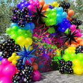 185Pcs Neon Balloons Arch Garland Kit with Glow in the Dark Balloons, Neon Balloons Arch Kit for Back to 80s 90s DISCO Birthday Party Decorations, Let's Glow Party, Rock Roll Party Supplies
