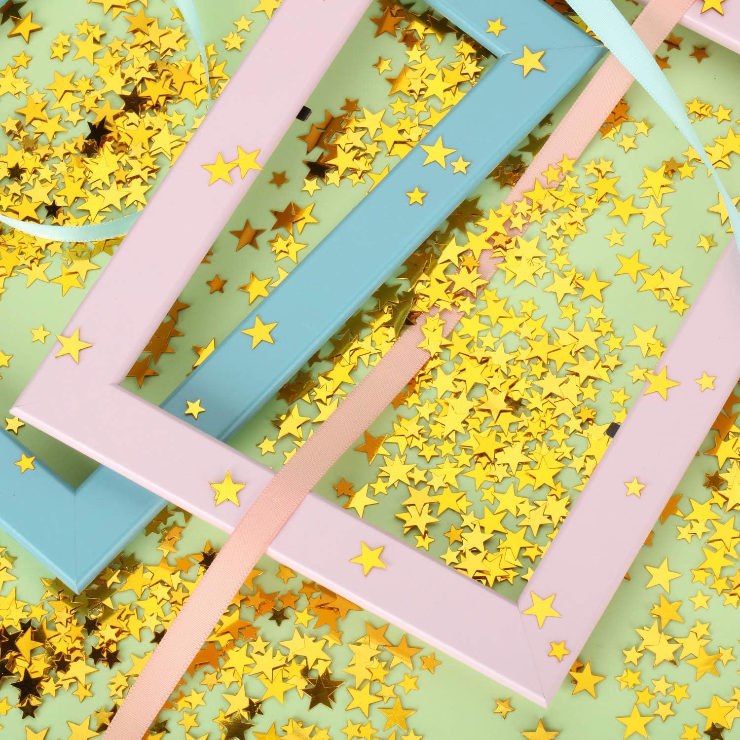 Hestya 60g Star Confetti Glitter Table Confetti Metallic Foil Stars for Party Wedding Festival Decorations(Gold,10mm and 6mm)