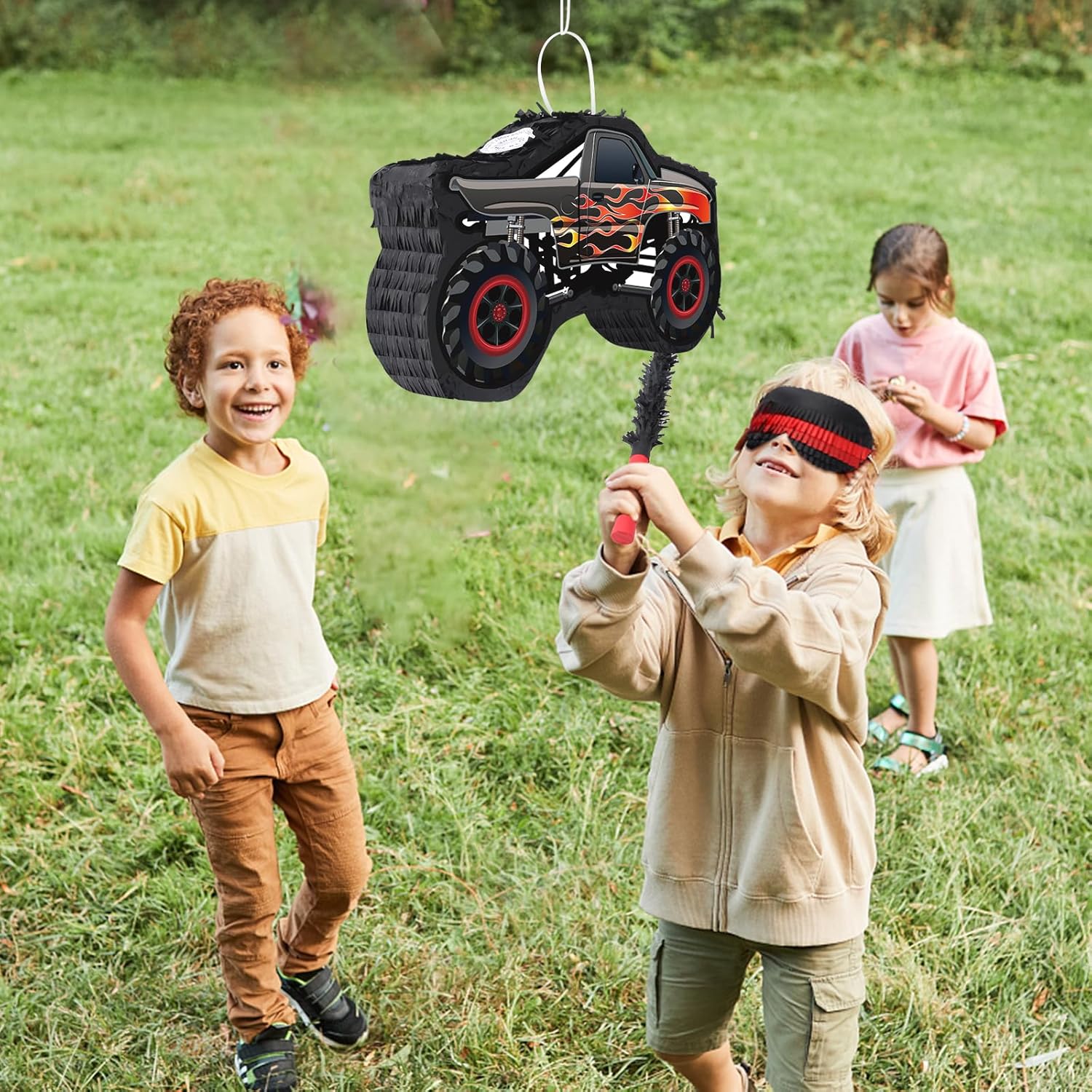 Car Pinata with Stick & Hanging Loop Mexican Pinata Game for Boy Truck Party Decorations Car Theme Birthday Carnival Party Supplies