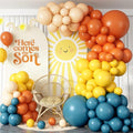 Here Comes the Son Balloon Arch Kit, 128pcs Retro Blue and Yellow Balloons Garland kit, Slate Blue and Beige Balloon for kids Baby Shower Gender Reveal Birthday Boho Anniversary Party Decoration