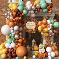 124pcs Fall Balloon Arch Kit, Thanksgiving Garland with Sage Green Burnt Orange Brown Coffee Sand Nude Metallic Gold Balloons for Fall Thanksgiving Autumn Harvest Birthday Party Decorations
