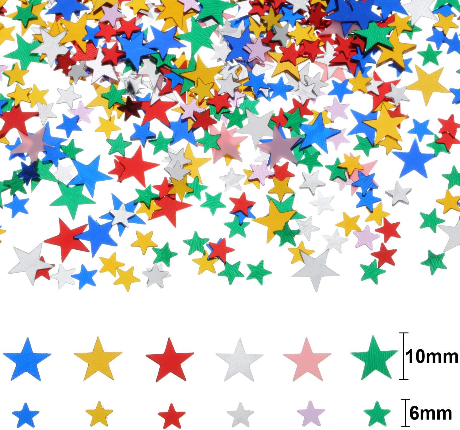 Hestya 60g Star Confetti Glitter Table Confetti Metallic Foil Stars for Party Wedding Festival Decorations(Multicolor,10mm and 6mm)