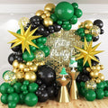 Dark Green and Black Balloon Arch Kit with Explosion Star Balloons, 123pcs Emerald Green and Confetti Gold Balloon Garland for Birthday Anniversary Bachelorette Grad Wedding New Year Party Decoration
