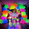 154 Neon Party Decorations Glow in the Dark Birthday Supplies Wings Backdrop Rainbow Balloon Garland Arch Kit Light Luminous Fluorescent Kids Teens Adult 80s 90s Disco Party Decor