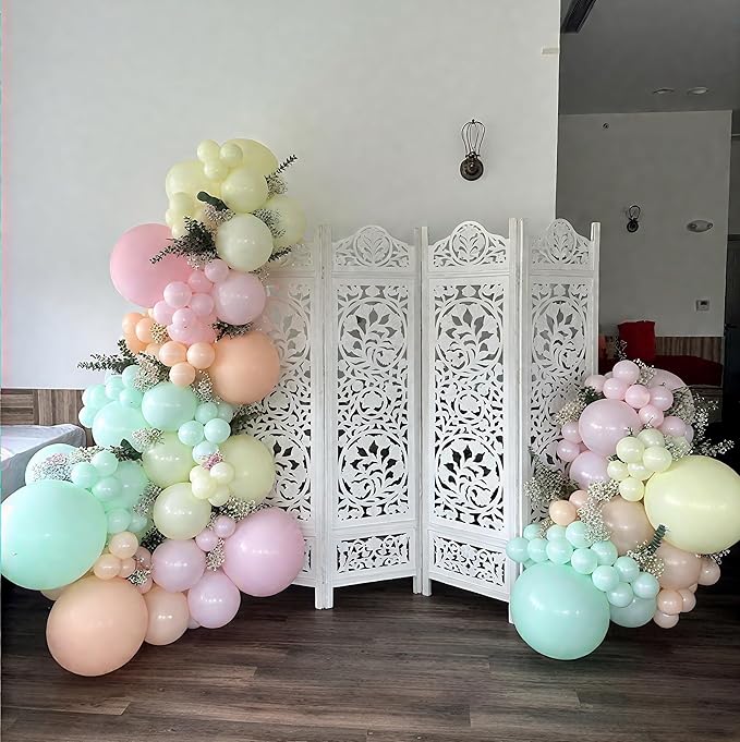 Pink and Green Balloon Arch Kit, 122Pcs Dusty Green Macaron Pink Yellow Matte Balloons for Girls Flower Birthday Bridal Wedding Engagement Floral Baby Shower Anniversary Tea Party Decorations