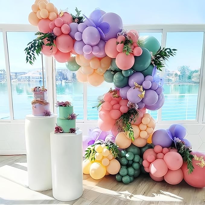 Dusty Green Purple Pink Balloon Arch Kit Fairy Wonderland Birthday Party Decorations Fairy Balloon Garland Dusty Green Pastel Pink Lavender Purple Balloons for Girls Fairytale Tea Party Supplies