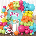 Rainbow Neon Balloon Arch Kit, Colorful Balloons Arch Hot Pink Fruit Green Teal Orange Yellow Assorted Color Latex Balloons Kit for Summer Pool Tropical Theme Carnival Kids Birthday Party Decorations