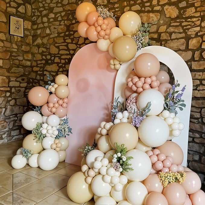 Dusty Pink Balloon Arch Kit, 122Pcs Dusty Pink Ivory Sand White Matte Balloons for Girls Boho Birthday Bridal Wedding Engagement Neutral Baby Shower Anniversary Party Decorations