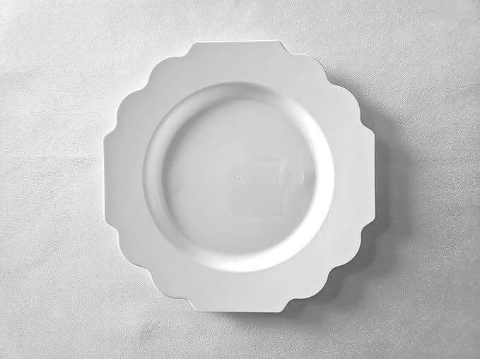 " OCCASIONS " 120 Plates Pack,(60 Guests) Heavyweight Wedding Party Disposable Plastic Plates Set -60 x 10.5'' Dinner + 60 x 8'' Salad/Dessert Plate (Imperial White)